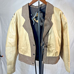 Vintage Fina Loborano Mexican Jacket L • Gold Brown Vinyl Western Torero Retro